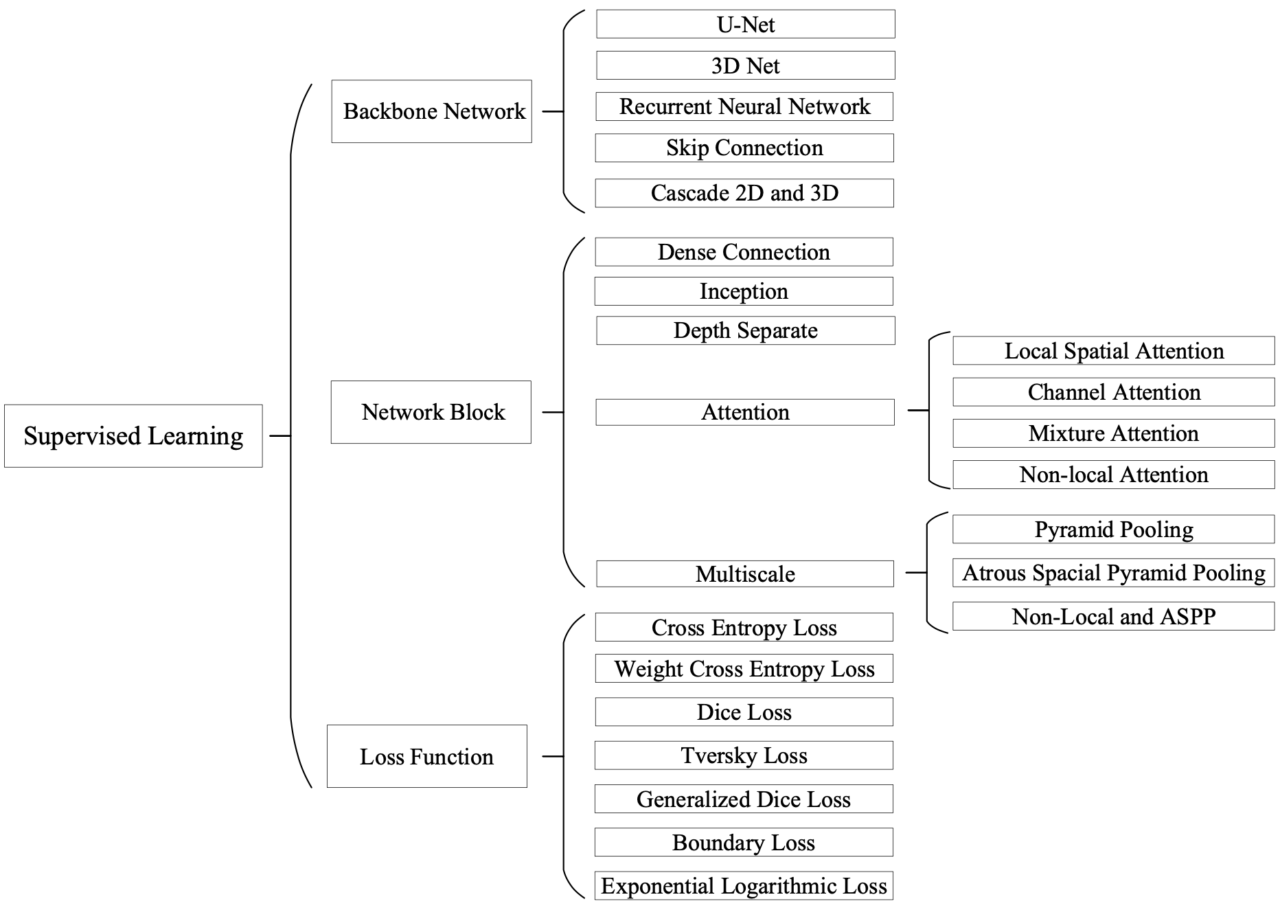Fig. 2. An overview of network architectures based on supervised learning.